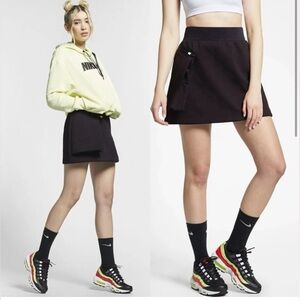 283- NIKE SPORTSWEAR Tech Pack Oil Grey A-Line Pocket Mini Skirt